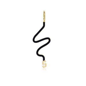 Wiggly Enamel Gold Initial Charm
