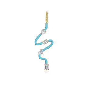 Wiggly Enamel Multi Diamonds Charm