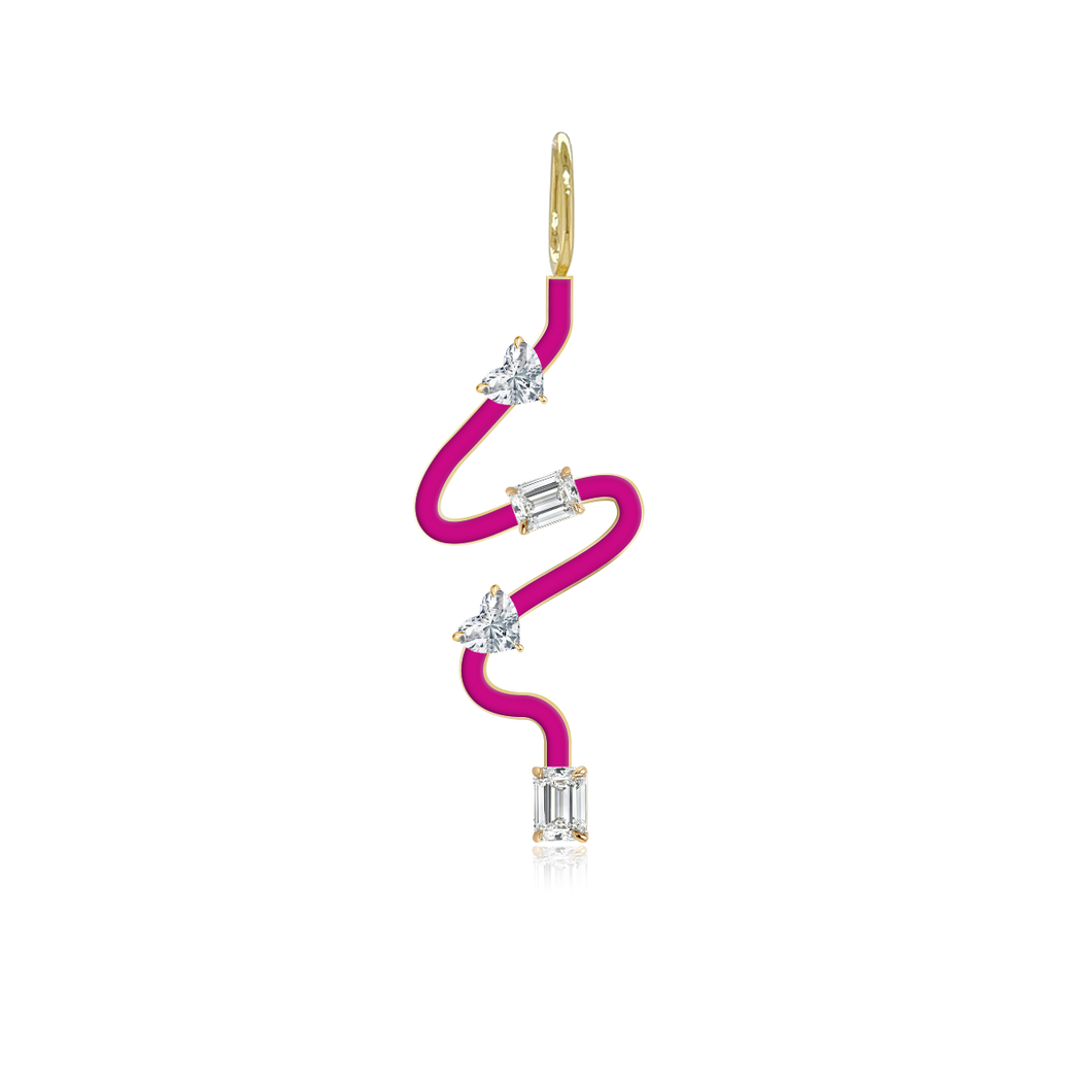 Wiggly Enamel Multi Diamonds Charm