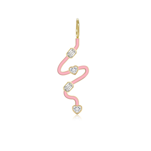 Wiggly Enamel Multi Diamonds Charm