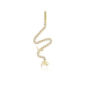 Wiggly Pave Multi Gold Initial Charm