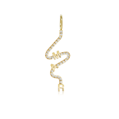 Wiggly Pave Multi Gold Initial Charm