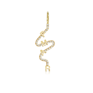 Wiggly Pave Multi Gold Initial Charm
