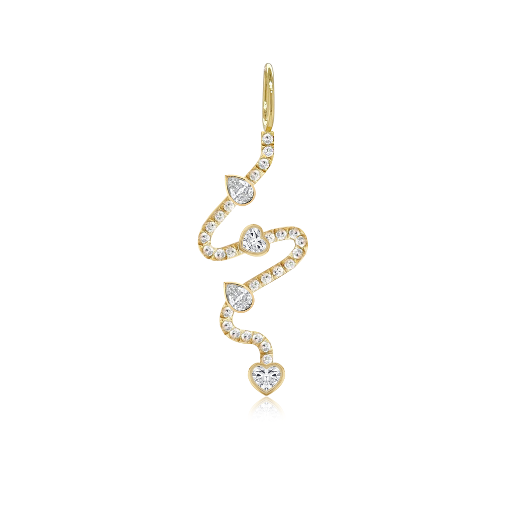 Wiggly Pave Multi Solitaire Diamonds Charm