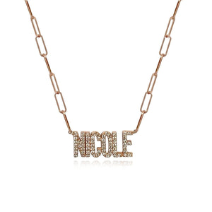 Diamond Name Paperclip Necklace