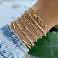 Load image into Gallery viewer, Cutout Two Name Paperclip Bracelet with Charm
