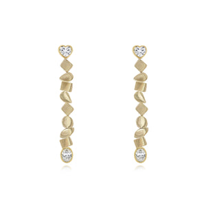 Golden Multi shape Two Diamond Earrings