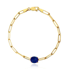 Load image into Gallery viewer, Oval Semi Precious Gemstone Paperclip Bracelet
