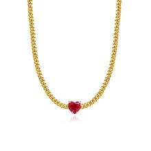 Load image into Gallery viewer, Solitaire Gemstone Cuban Chain Necklace
