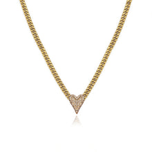 Load image into Gallery viewer, Pave Heart Cuban Chain Necklace
