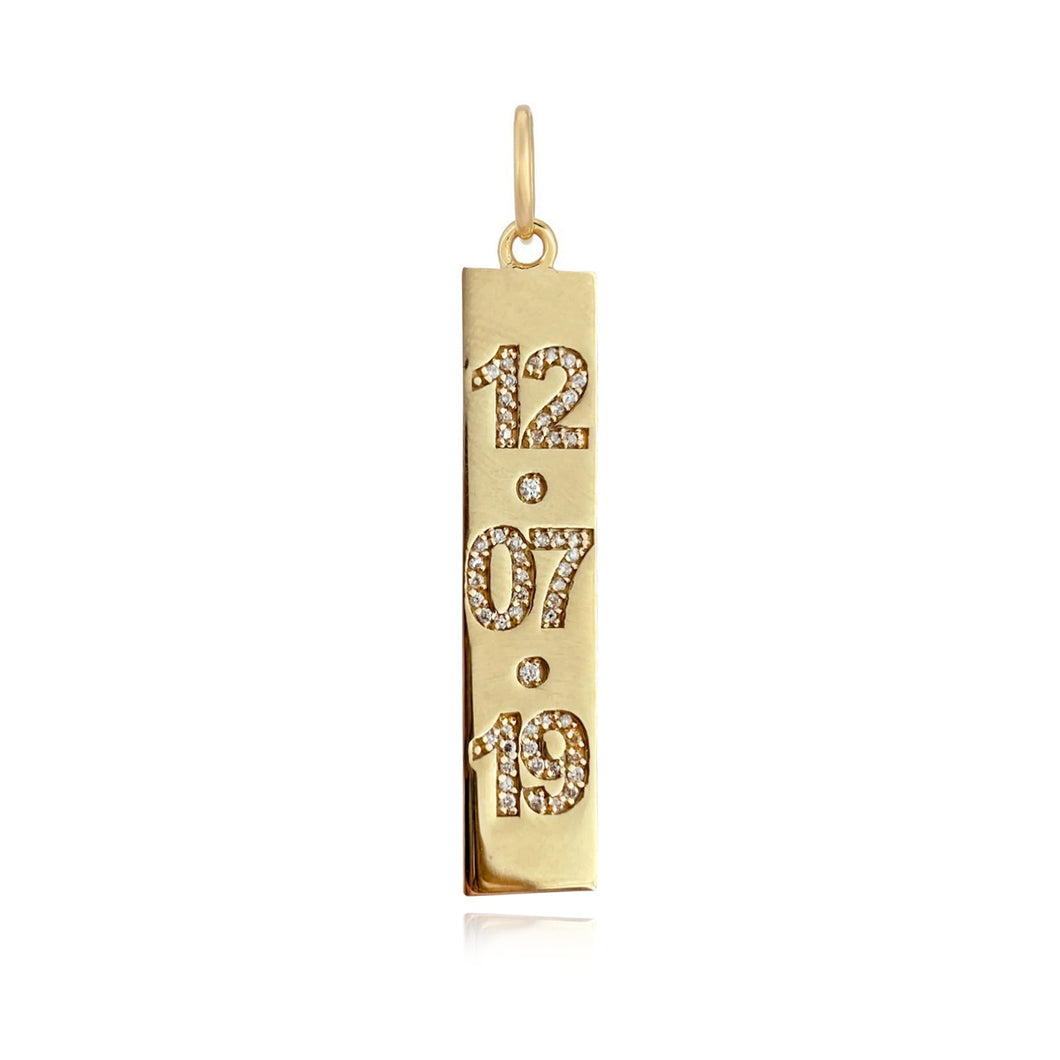 Date Pave Plate Charm