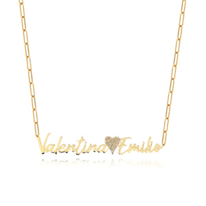 Two Gold Names and Charm Necklace