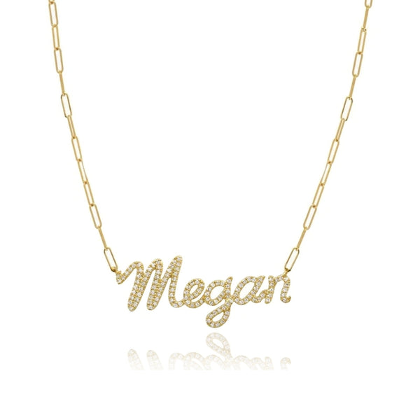 Diamond Name Paperclip Necklace