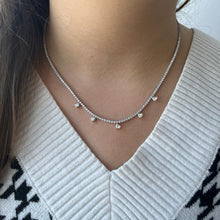Load image into Gallery viewer, Five Solitaire Diamond Dangling Tennis Necklace

