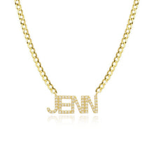 Load image into Gallery viewer, Pave Name Flat Cuban Necklace

