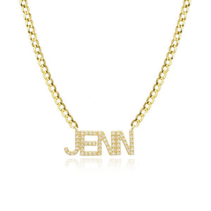 Pave Name Flat Cuban Necklace
