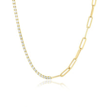 Load image into Gallery viewer, Half and Half Diamond Paperclip Necklace
