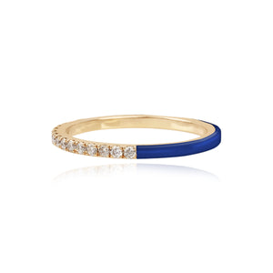 Half Enamel Half Pave Ring