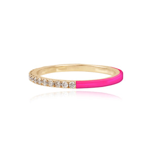 Half Enamel Half Pave Ring