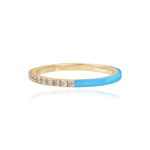 Half Enamel Half Pave Ring