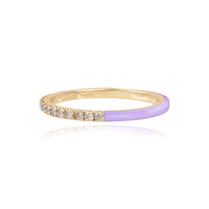 Half Enamel Half Pave Ring