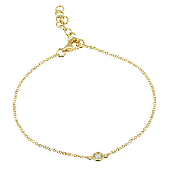 Chic bezel diamond chain bracelet in 14k gold, luxury fine jewelry, timeless affordable gold jewelry design.