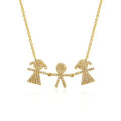 Pave Boys and Girls Necklace