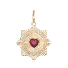 Load image into Gallery viewer, Striped Star Ruby Heart Charm
