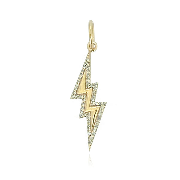 Small Pave Outline Lightning Bolt Charm