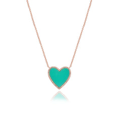 Large Pave Outline Stone Heart Necklace