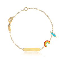 Load image into Gallery viewer, Enamel Rainbow and Lightning Bolt Girls Id Bracelet
