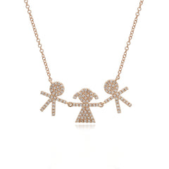 Pave Boys and Girls Necklace