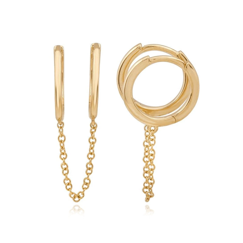 Buy Chain Hoop Earrings Chain Stud Earrings Set Gold Plated Dainty Double  Piercing Earrings Tassel Chain Drop Dangle Huggie Hoop Earrings for Women  Girls, Brass, No Gemstone at Amazon.in