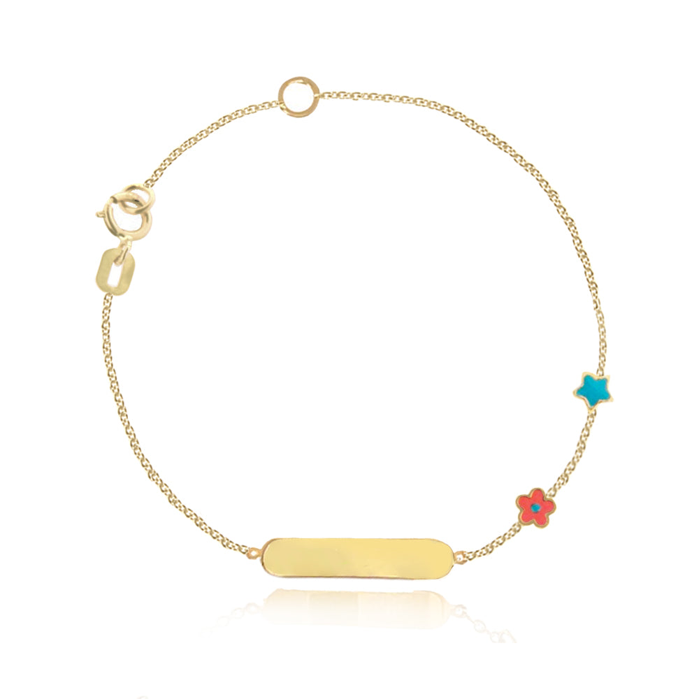 Id Enamel Flower and Star Girls Bracelet