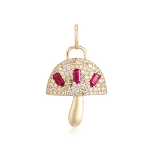 Diamond Ruby Mushroom Charm