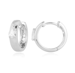 Solitaire Diamond Small Thick Gold Hoops