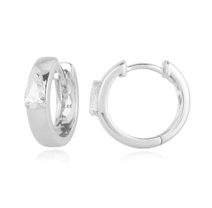 Solitaire Diamond Small Thick Gold Hoops