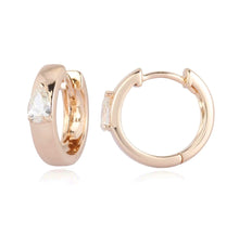 Load image into Gallery viewer, Solitaire Diamond Small Thick Gold Hoops
