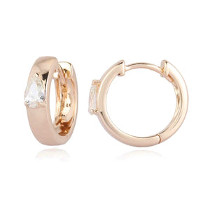 Solitaire Diamond Small Thick Gold Hoops