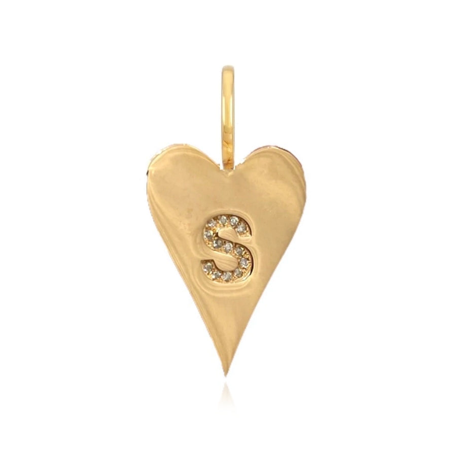 Heart Pave Initial Charm