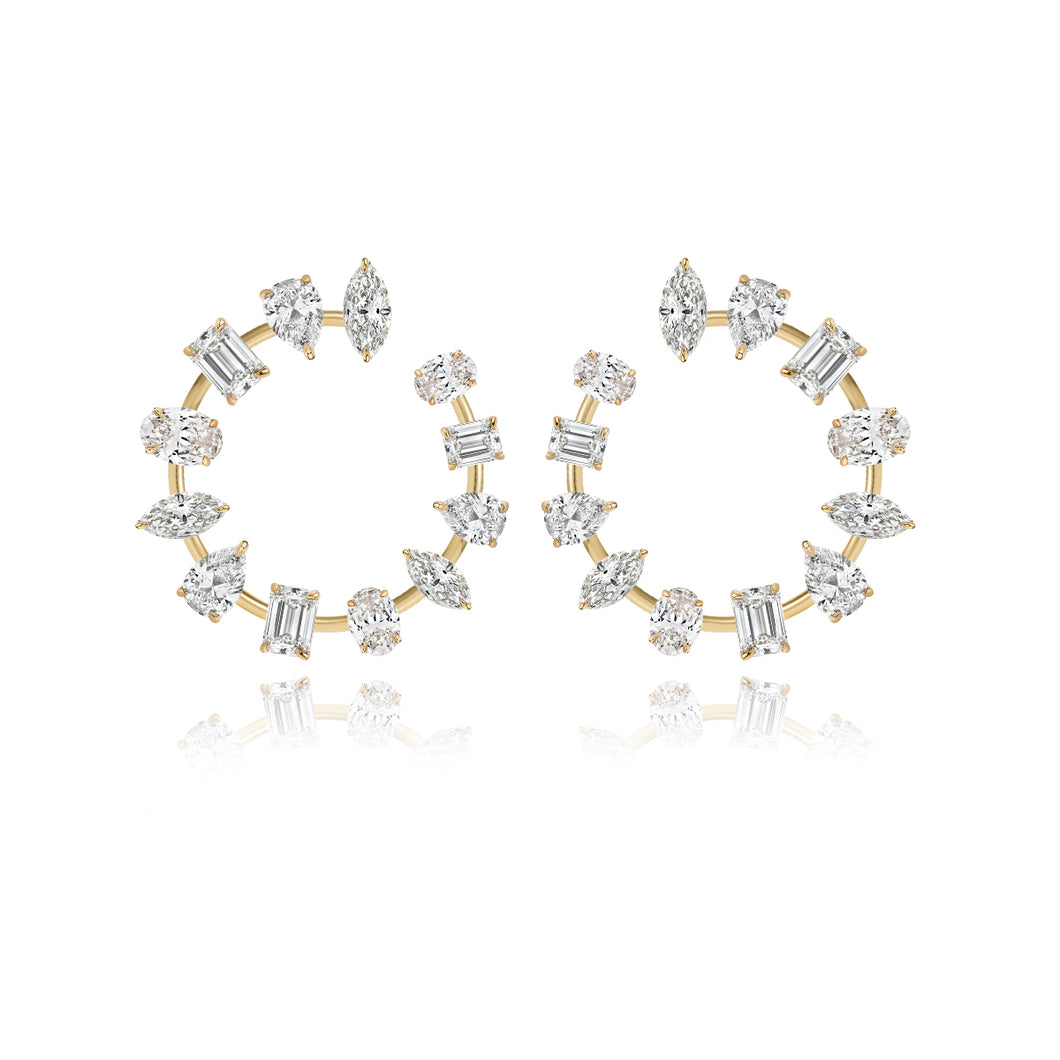 Large Multi Shape Diamond Statement Earrings