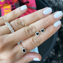 Load image into Gallery viewer, Pave Outline Black Onyx Heart Studs
