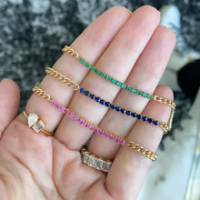 Load image into Gallery viewer, Gemstone Tennis Cuban Chain Bracelet
