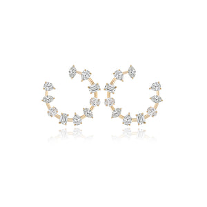 Small Multi Shape Diamond Statement Swirl Earrings