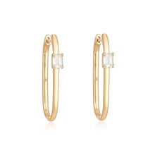 Load image into Gallery viewer, Solitaire Diamond Thin Gold Hoops
