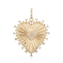 Load image into Gallery viewer, Pave Heart and Baguette Striped Medallion Charm
