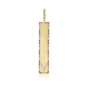 Pave Initial Rainbow Pave Plate Charm