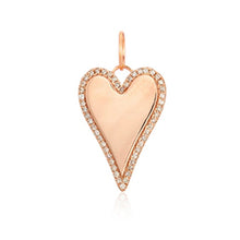 Load image into Gallery viewer, Outline Pave Heart Charm- 14k Yellow and Rose Gold
