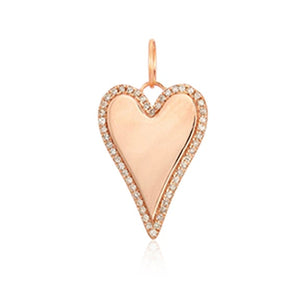 Outline Pave Heart Charm- 14k Yellow and Rose Gold