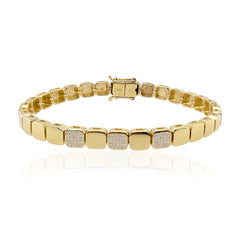 Large Golden Spaced Pave Square Bracelet